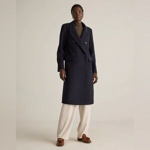NWT Italian Wool double-breasted navy Coat- Quince